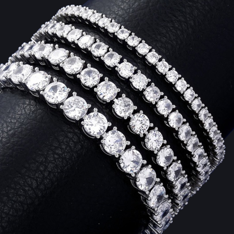Titanium steel tennis chain zircon bracelet men's high-level sense does not fade can bathe hip-hop bracelet does not fall diamond boys