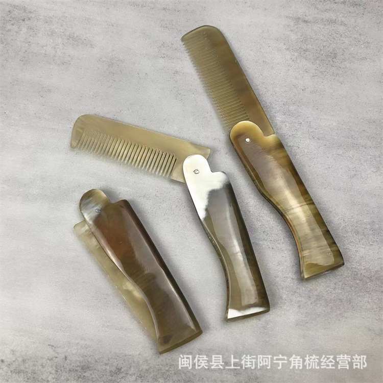Natural Horn Folding Comb Mini Travel Hair Comb for Women Kids Portable Pocket Size 17cm preparation