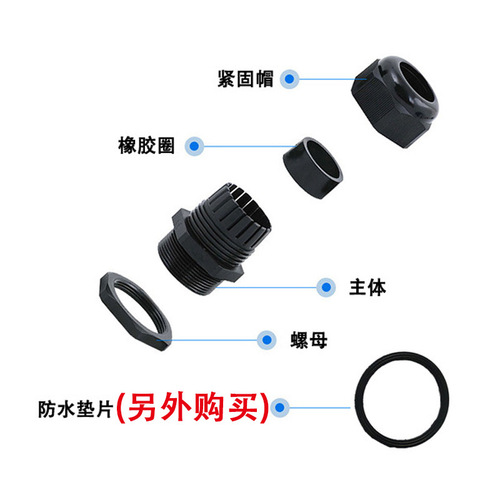 尼龙塑料电缆固定防水接头厂家 M12/16/20拉不脱葛格兰头锁母螺套