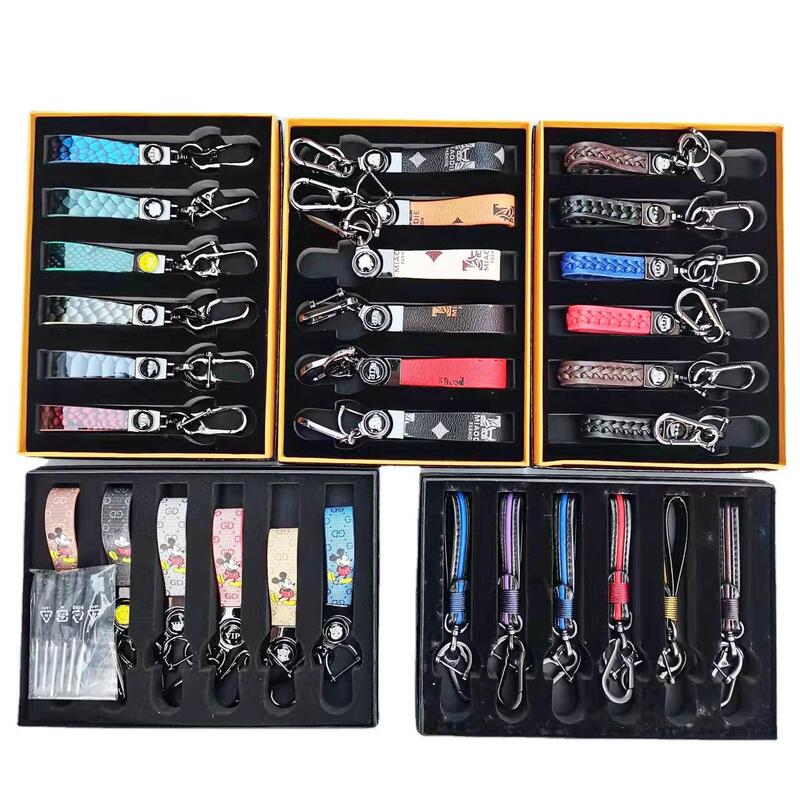 Car Keychain Keychain Pendant Braided Rope Car Keychain Hanging Chain Leather Key Lanyard Set