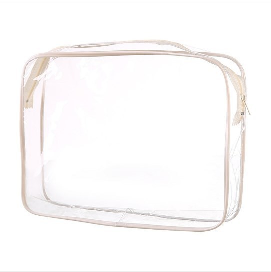 Bolsa de Aseo Transparente de PVC Impermeable con Cremallera para Viajes y Artículos de Tocador