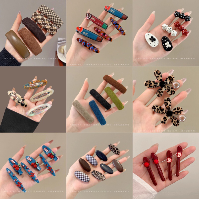 Korean High-End Exquisite Autumn and Winter Hairpin Maillard Preppy Style Bb Clip Hairpin Forehead Broken Hair Side Clip Headwear Korean High-End Exquisite Autumn and Winter Hairpin Maillard Preppy Style Bb Clip Hairpin Forehead Broken Hair Side Clip Headwear