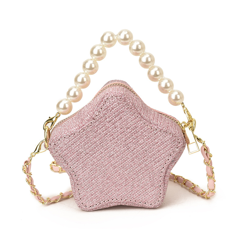 Estrella de cinco puntas estilo extranjero, bolsos de hombro para hombres y mujeres, bolsos de moda, mini bolsos de perlas coreanos, bolsos para niños