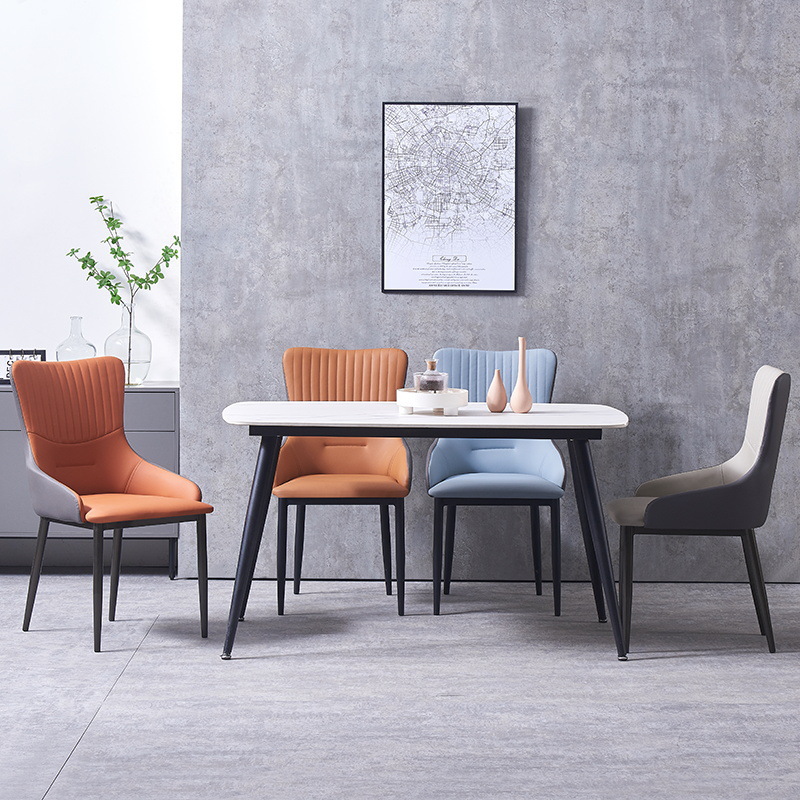 Sillas de comedor domésticas modernas y simples tablillas respaldadas sillas de comedor sillas de hotel sillas de metal respaldadas