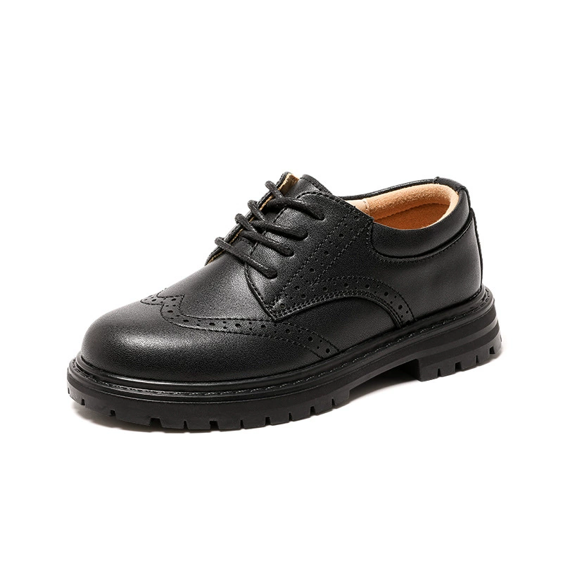 Детская обувь, кожаные туфли для мальчиков, маленькие черные детские туфли, мягкая подошва из натуральной кожи, средние и большие черные туфли для мальчиков на плоской подошве, туфли для выступлений.