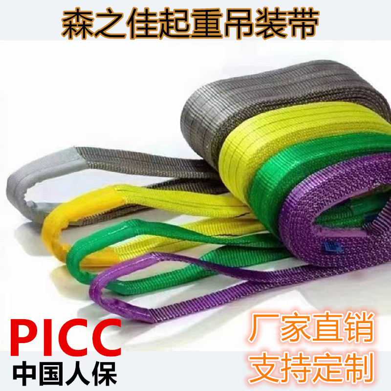 起重国标扁平吊装带涤纶工业吊车带双环眼聚酯纤维工业扁平吊带
