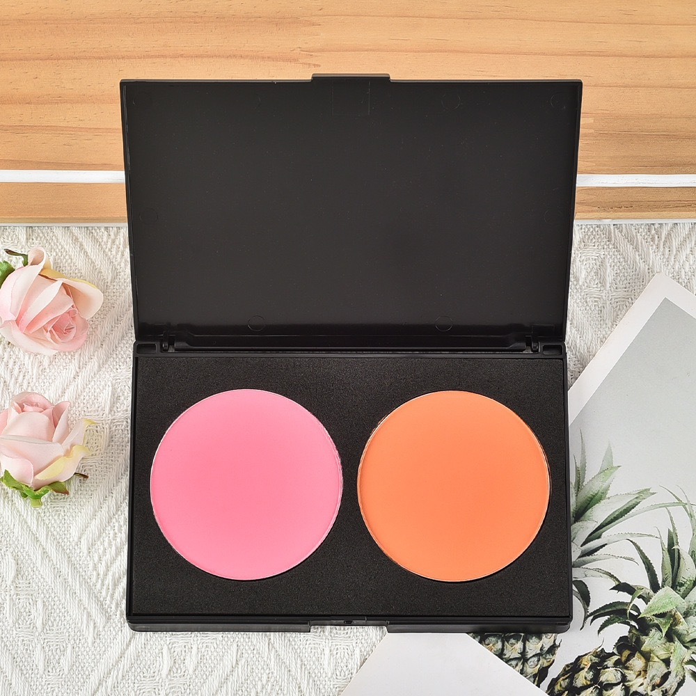 Two-color fuchsia orange face blush