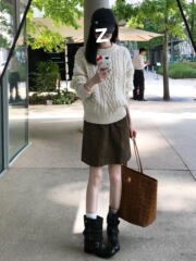 新款韩系慵懒感毛衣秋冬女百搭休闲麻花长袖针织衫宽松套头毛衣女