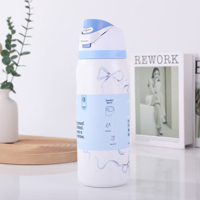新款Owala水果杯Freesip不锈钢带吸管保温杯户外便携手提式双饮杯|undefined