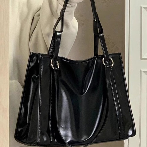 Korean Retro Soft Leather Large Capacity Laptop Bag for College Students, Book Tote Bag, School Commute Bag, Crossbody Bag