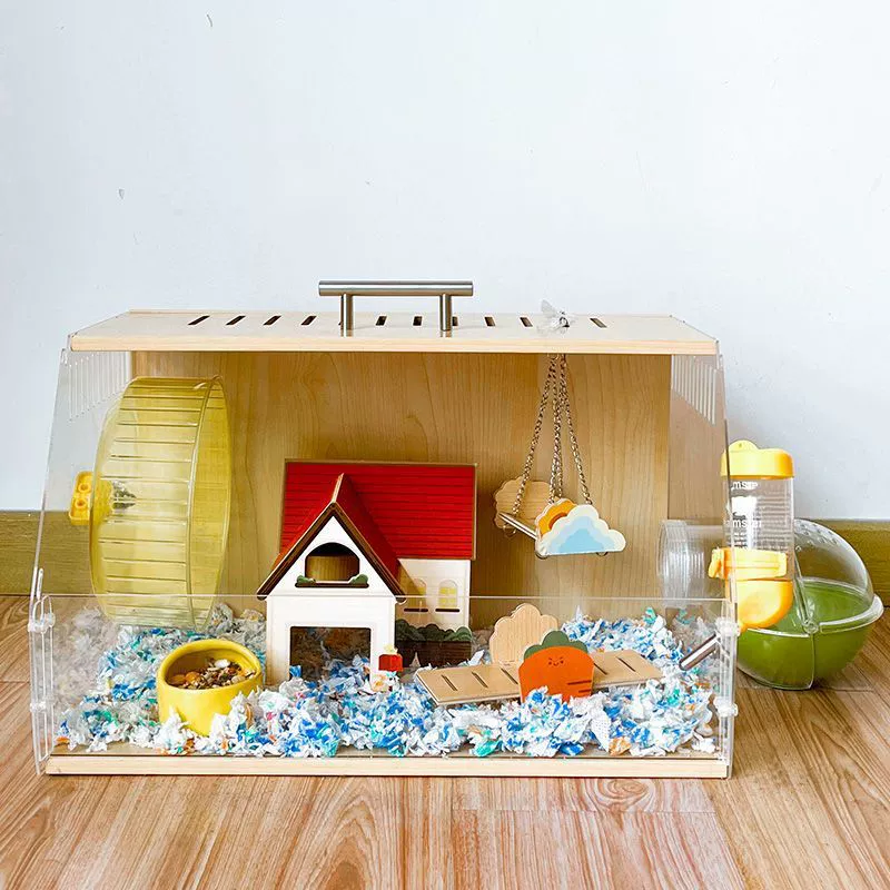 Клетка для хомяка, клетка для хомяка, акрил, дешевый большой дом, золотой медведь, живой предмет, выносная клетка, подарок оптом