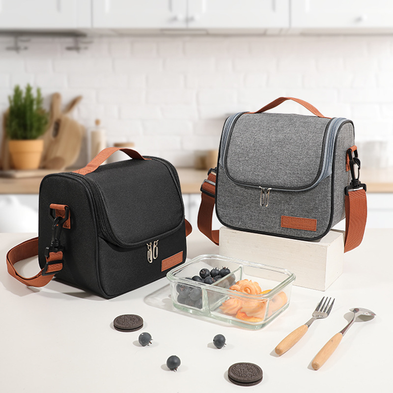 Bolsa aislante engrosada catiónica portátil, bolsa de picnic de aislamiento de papel de aluminio cruzado, bolsa de viaje con comida para el trabajo y la escuela