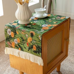 Vintage Oil Painting Style American Style Jacquard Household Dust Cover Bedside Cabinet Cover Cloth Rectangular High-Level Amazon Cross-Border