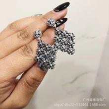 ch克罗伈复古做旧十字架耳坠嘻哈潮流个性时尚男女通用耳钉耳饰