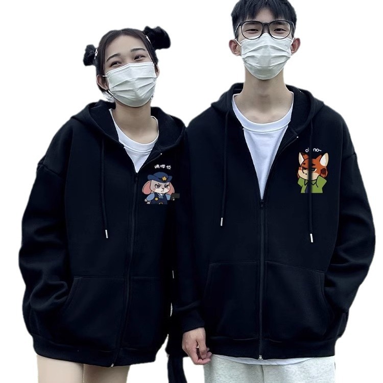 가을과 겨울 하이 엔드 센스 남성과 여성의 후드 스웨터 스페셜 커플 의류 틈새 기모 카디건 자켓 패션 브랜드 클래스 의류