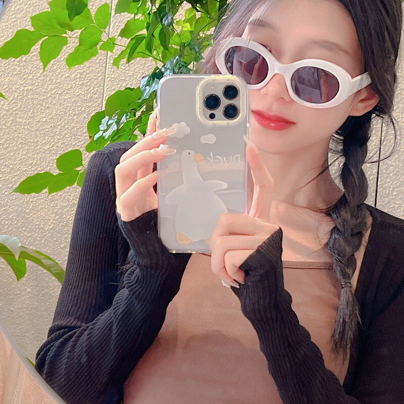 Suitable for Diamond Camera White Duck iPhone13 Phone Case Cartoon Suitable for Apple 12pro Max Protection