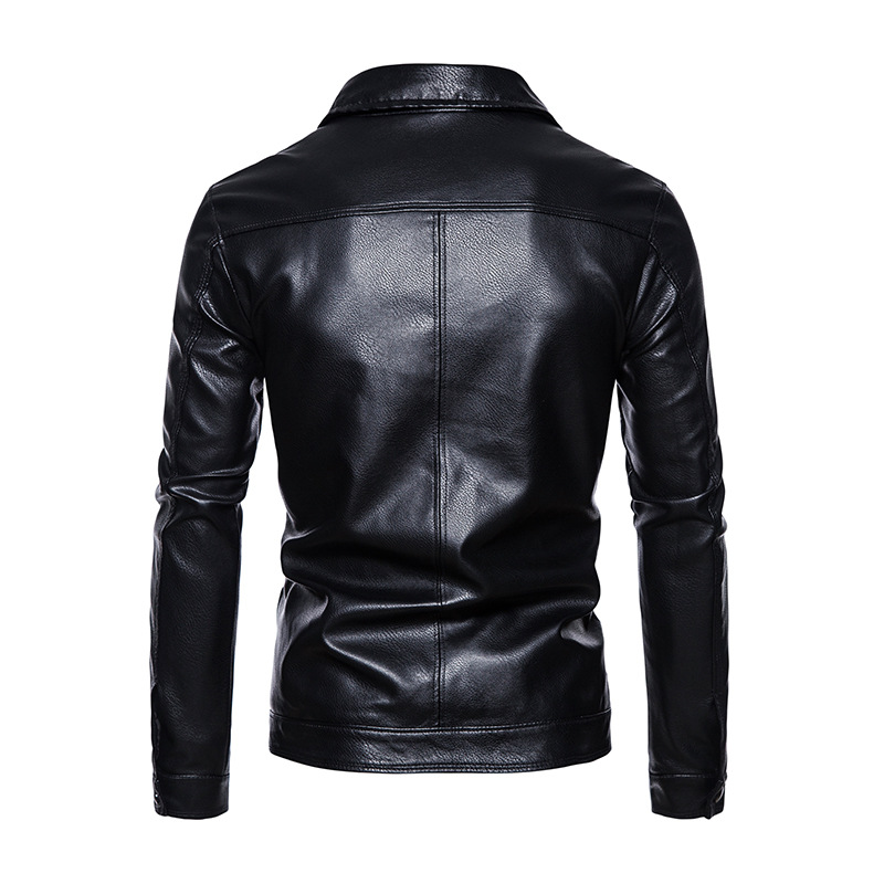 Neue trendige motorrad slim fit PU leder herren revers jacke business männer_voghion.com