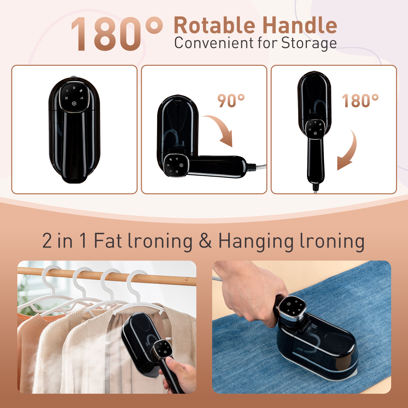 Handheld Garment Steamer Electric Iron With Detachable Water Tank_voghion.com