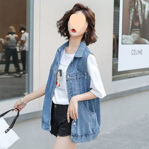 Denim Vest for Women, 2025 Summer, Loose-Fit, Large Pockets, Sleeveless, Plus-Size, Thin Denim Waistcoat, Outerwear