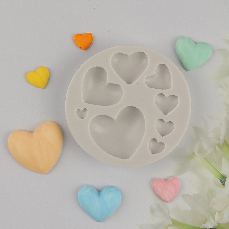 DIY arcilla de chocolate tamaño 8-piece amor fondant cake decoración molde de silicona epoxi herramienta para hornear