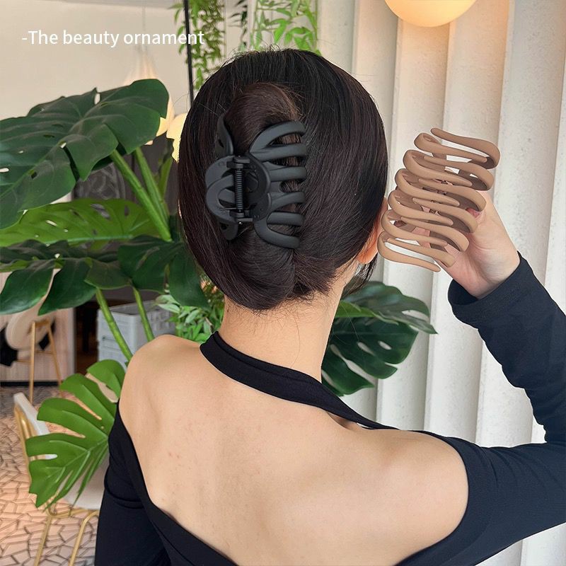 帮手描述图:大号复古气质磨砂南瓜抓夹盘发后脑勺加宽鲨鱼夹女头