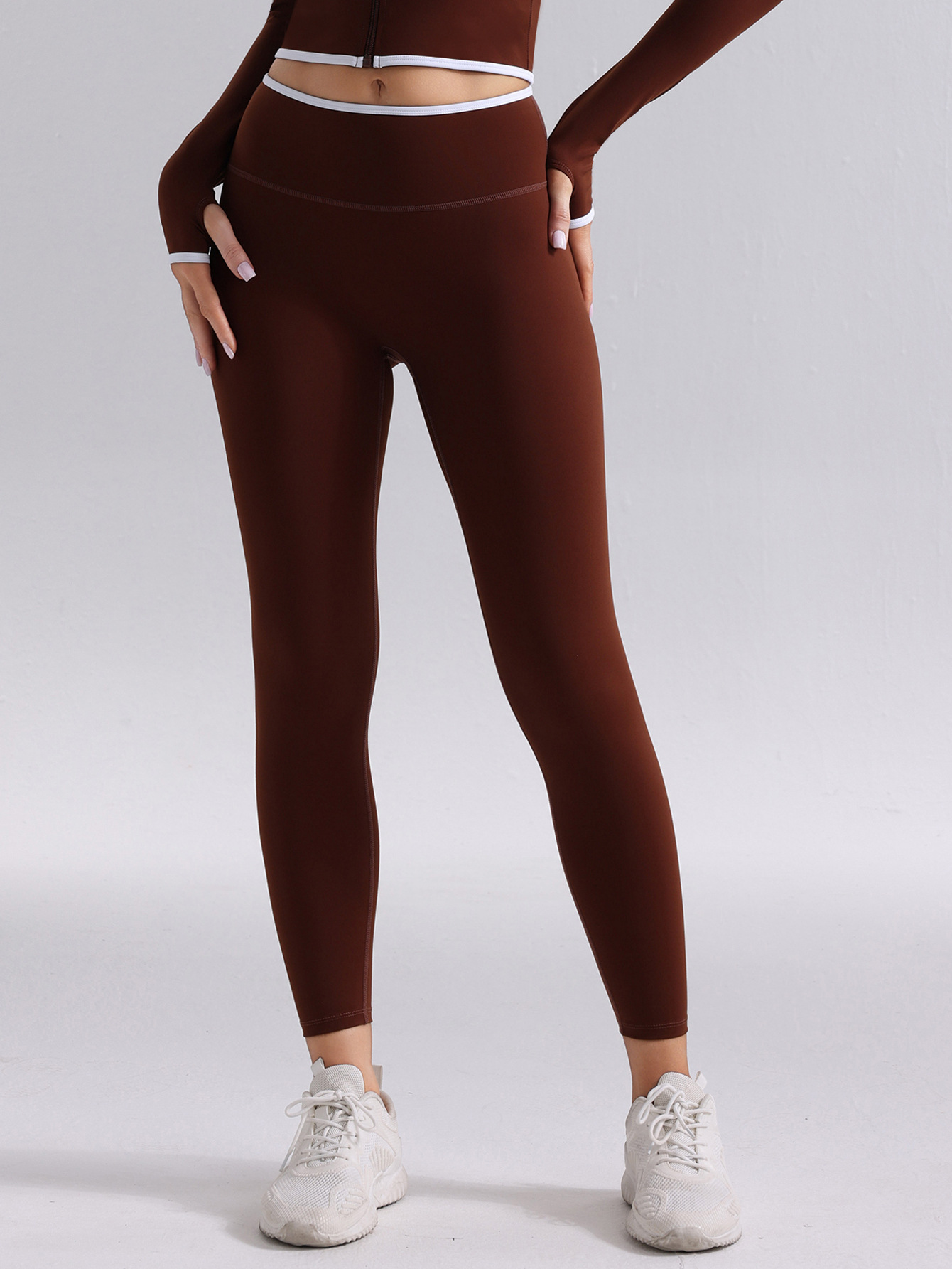 Color desnudo, cintura alta sin líneas avergonzadas, ropa de mujer, correr, acondicionamiento físico, adelgazamiento, leggings de nueve puntos