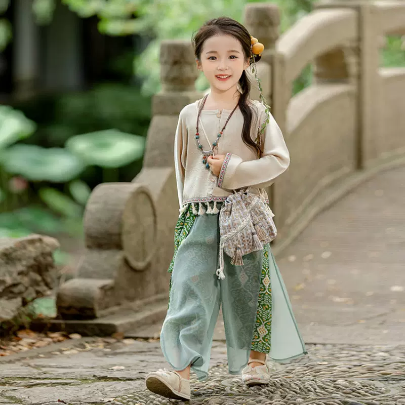 女童复古宋式套装2025中国风汉服秋款小女孩民族古风两件套儿童装