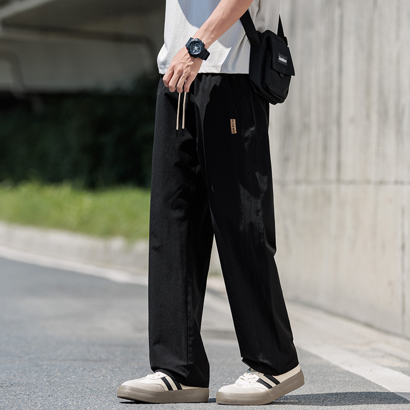 夏カジュアルパンツ、涼しく通気性の良い薄手のトレンディなストレートレッグルーズパンツ、メンズ大きいサイズの速乾性ワイドレッグカジュアルパンツ|undefined