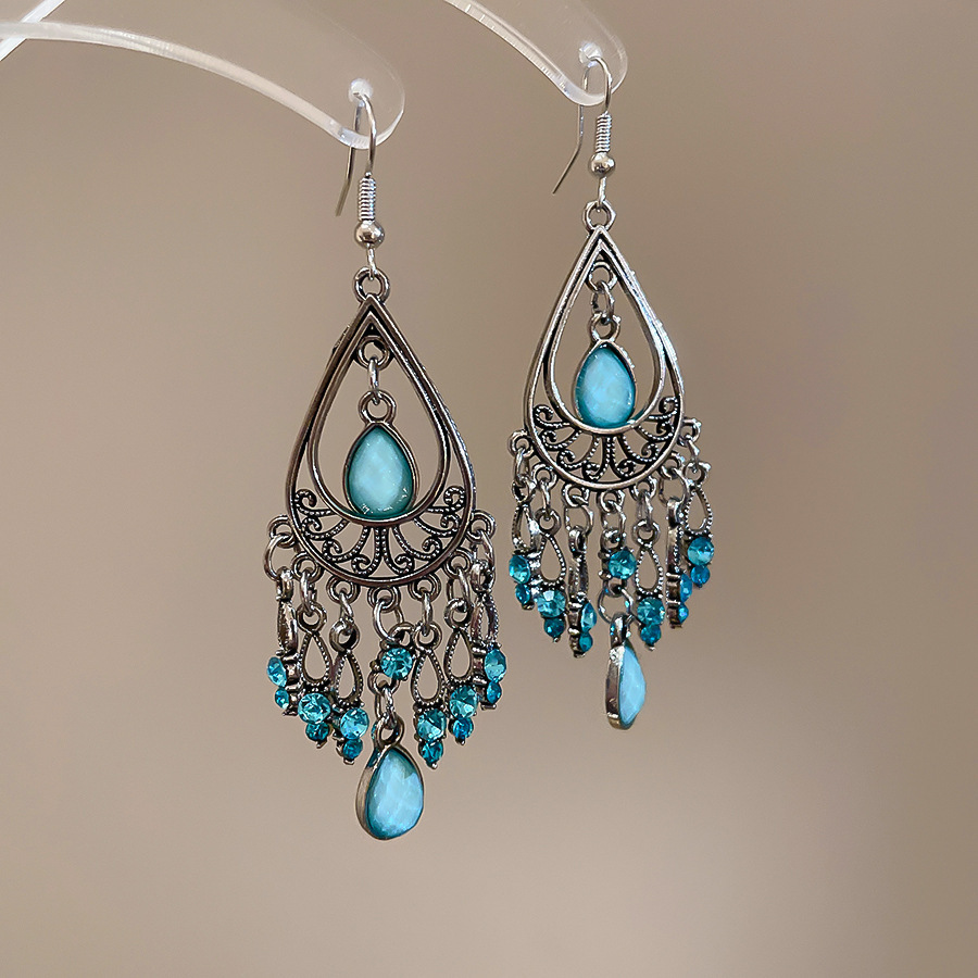 Pendientes de borla de flores de gasa de aguja de plata Pendientes de dopamina de bosque dulce Pendientes de todo fósforo de tendencia de nicho Mujeres al por mayor