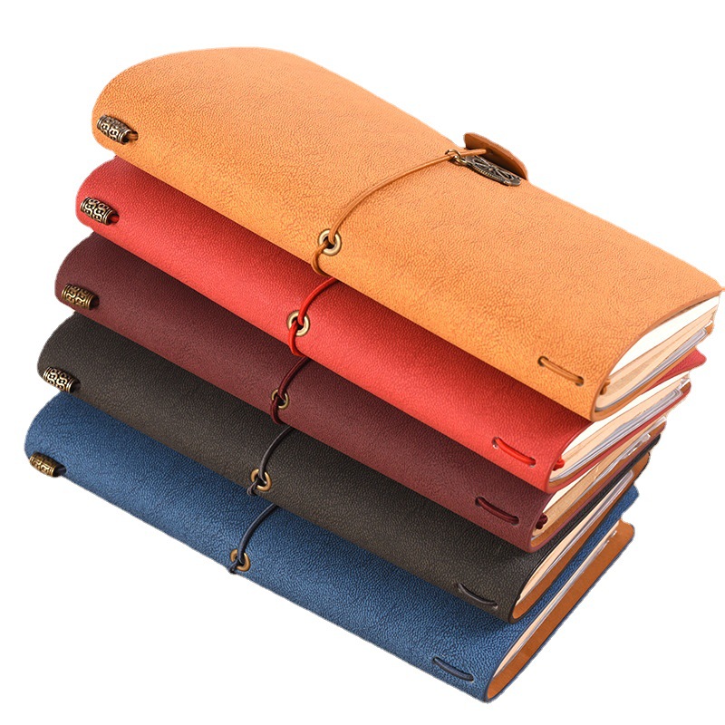 En stock A6 vintage correa de viaje TN libro de mano de negocios de hojas sueltas libro de diario naranja estudiante creativo