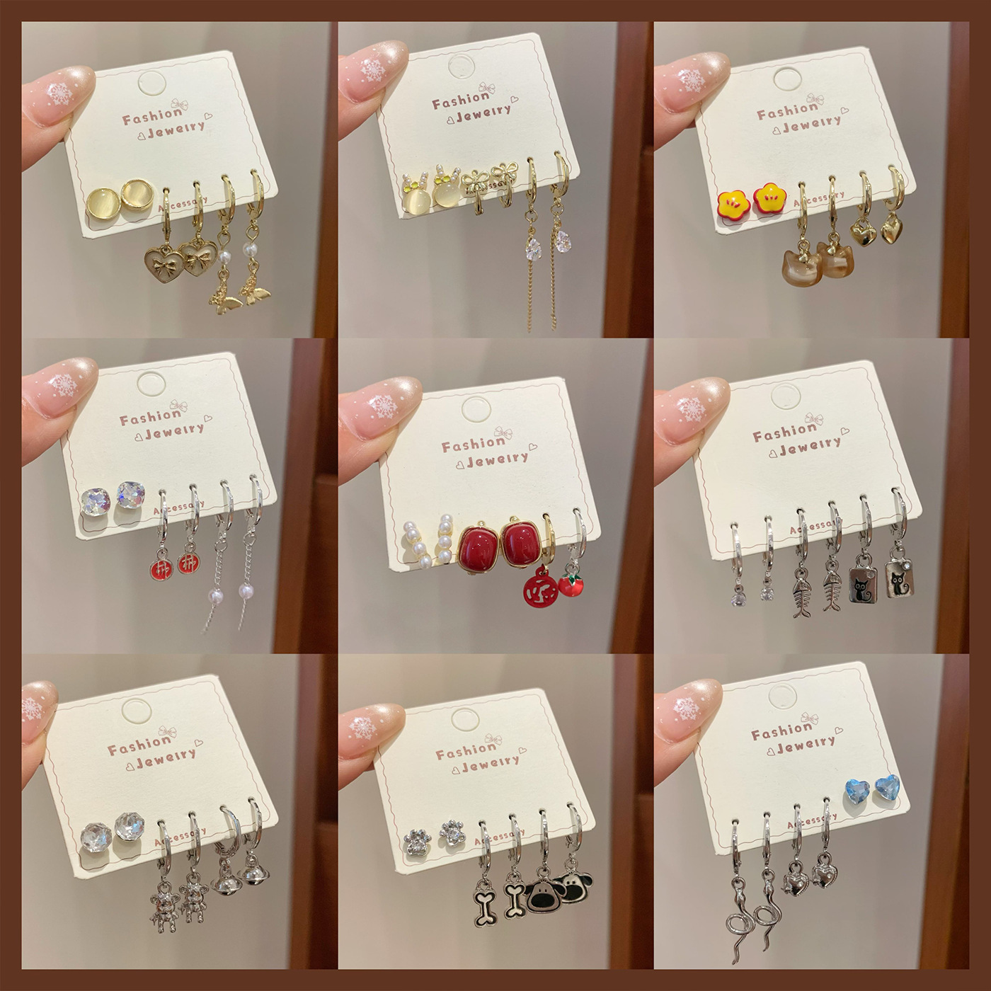 新年耳扣套装合集珍甜酷几何耳钉女日常小巧设计感小众时尚耳饰