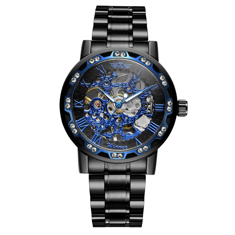 T-WINNER8012 nuevo fresco zafiro azul movimiento mecánico semiautomático regalo de los hombres de acero correa de reloj