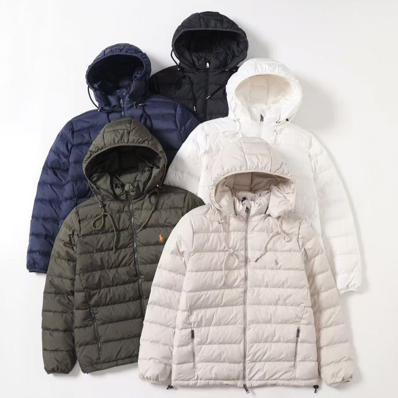 Scan the Qr Code to Get the Rl Ralph Lauren Classic Pony Logo Embroidered Lightweight Casual Hooded down Jacket for Both Men and Women