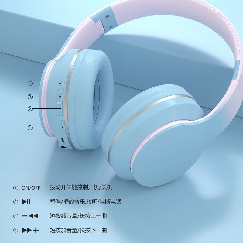 国境を越えた人気商品 DR56 ワイヤレスBluetoothヘッドセット 子供用ゲーム、オンライン授業、通話用 グラデーションカラー ゲーミングヘッドセット|undefined