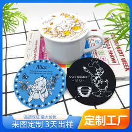 定制杯垫彩印logo硅胶软胶滴胶工艺隔热防滑餐垫茶杯垫定制