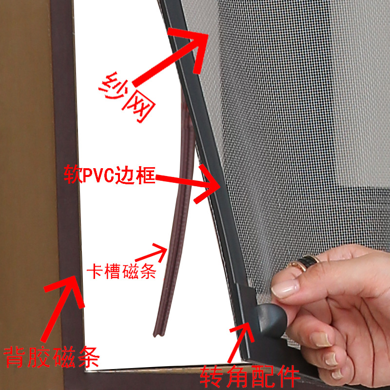 A5L50 Mesh Anti-Insect Net with Fine-Screen Protection, Waterproof, Magnetic Attachment, Slot-Type Soft-Edge Design, and Self-Adhesive Feature