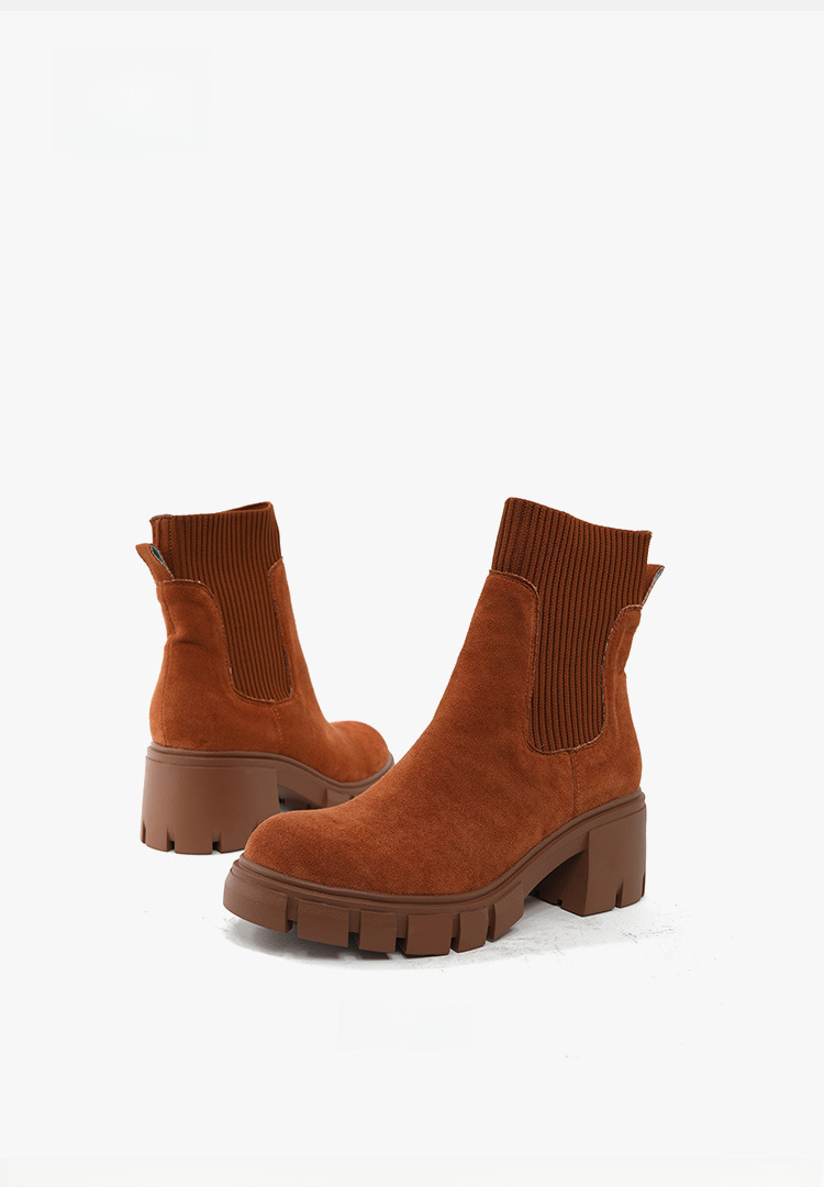 Jesenski in zimski novi nogavični škornji, tujetrni škornji, ženski škornji iz leta 2024 z debelo peto in debelim dnom, ženski gležnjarji velike velikosti za ženske_voghion.com