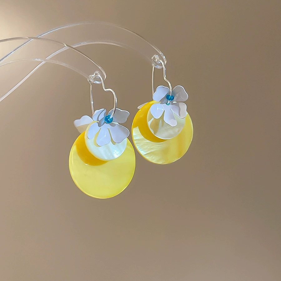 Серьги — коллекция модной желтой Fresh, цветы и минималистичные стили, гипоаллергенные штифты