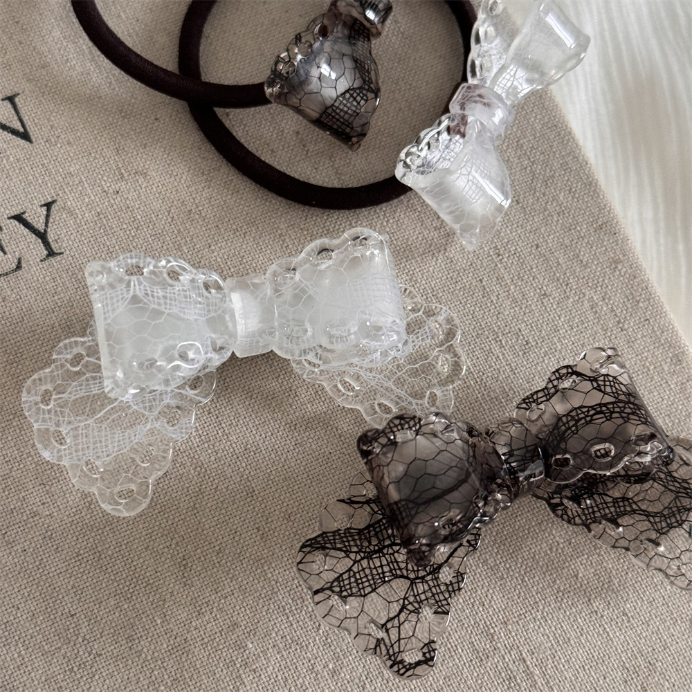 Design Sense Lace Pattern Bow Duckbill Clip All-match Distinctive Hairpin Hairband Bangs Clip Side Clip Hair Accessories_voghion.com