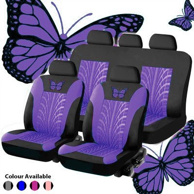 to Mexico, Universal Car – Universal seat cover - butterfly-press-model-purple-2-piece-set-front-single-seat