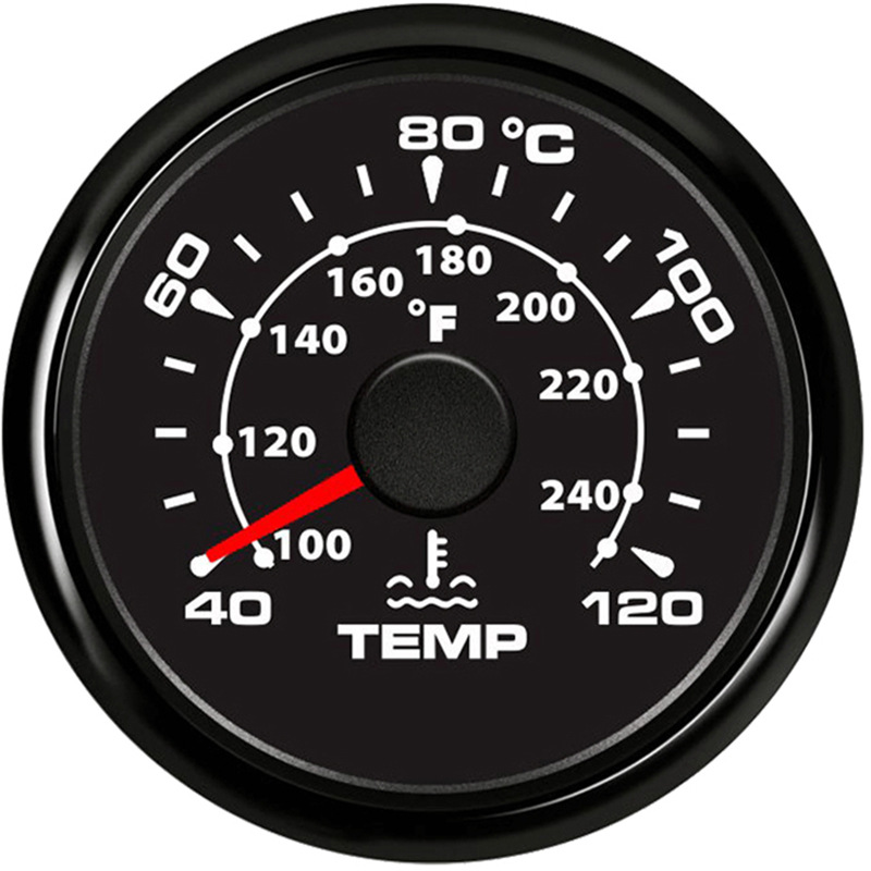 ELING – automobile instrument Temperature Gauge - black-frame-black-background-pointer-1