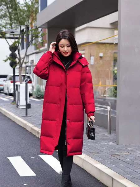 Winter Plus Size Women's down Jacket 100kg Fat mm Over-The-Knee Long down Cold-Proof Jacket 150kg K-Style