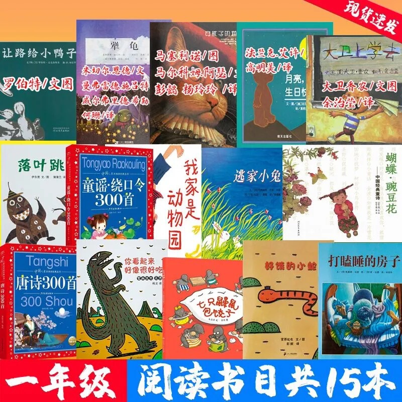 First-Grade Picture Books: Make Way for the Ducklings, the Stubborn Turtle, Puss in Boots, Happy Birthday, Moon, David Goes to School