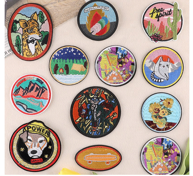 Embroidery Badge Clothing Accessories Round DIY Patch Cartoon Badge Embroidery Cloth Sticker