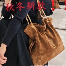 2025Y家新款Jamie shopping 美拉德麂皮福袋链条抽绳腋下托特女包