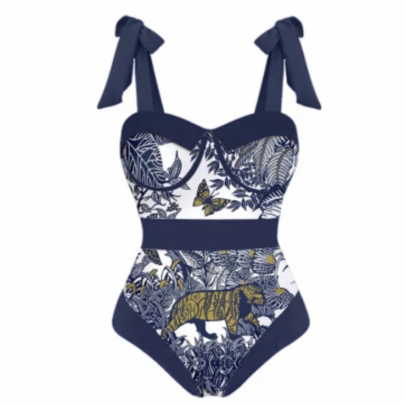 2 Piece Set Quantity Swimming Occasion U Neck Neckline Comfort Function Women's Hawaiian Printing Printing 2 Piece Set Bikinis
