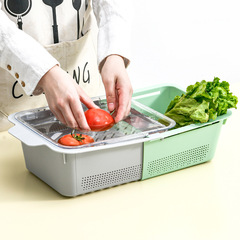 Square drain basket new washing basin fruit plate double-layer high-end living room household kitchen luxury drain plate vegetable basket