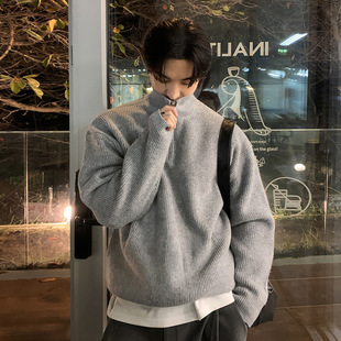 ASCLO Sweater Simple Casual Half Zipper Men's Knitwear Korean-style Ins Fashionable Lazy Lapel Top All-match