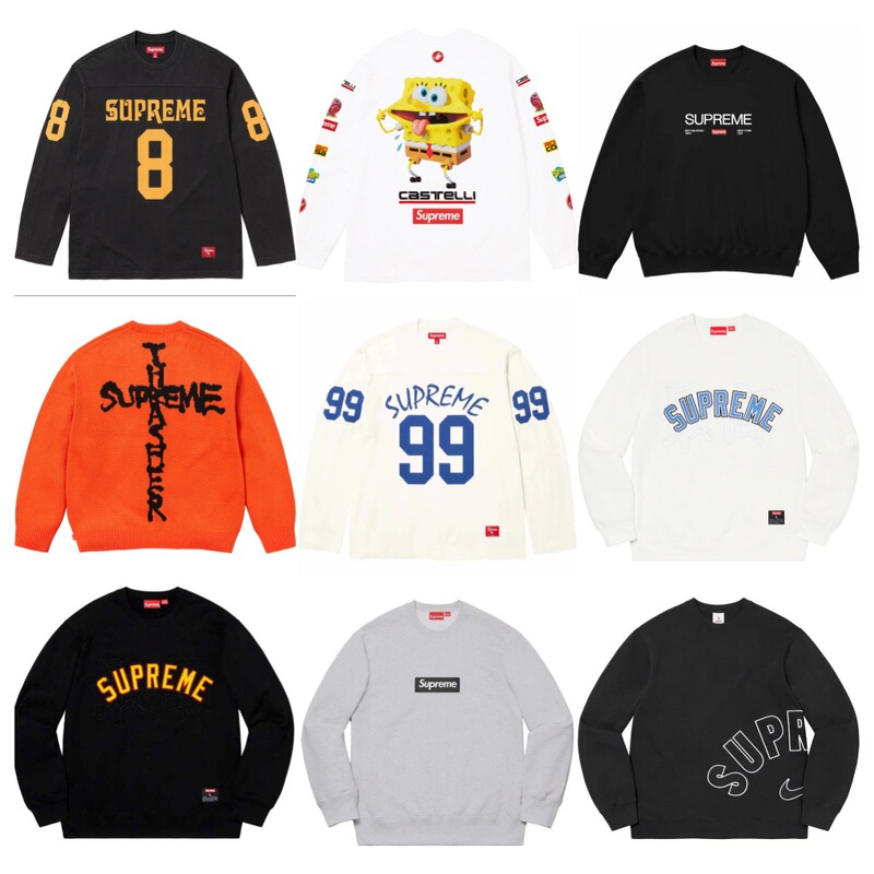 25Ss Supreme 99 L/S Football Top City Limited Edition Lettered Crew Neck Long-Sleeved Sweatshirt