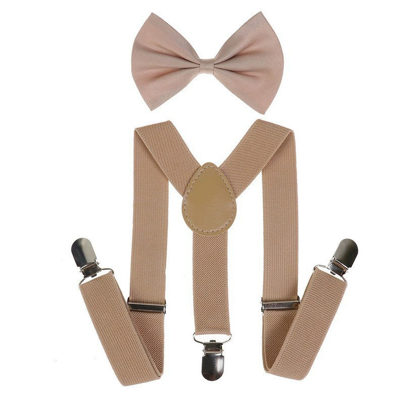 Children's 3-clip Y-shaped elastic shoulder strap+bow tie